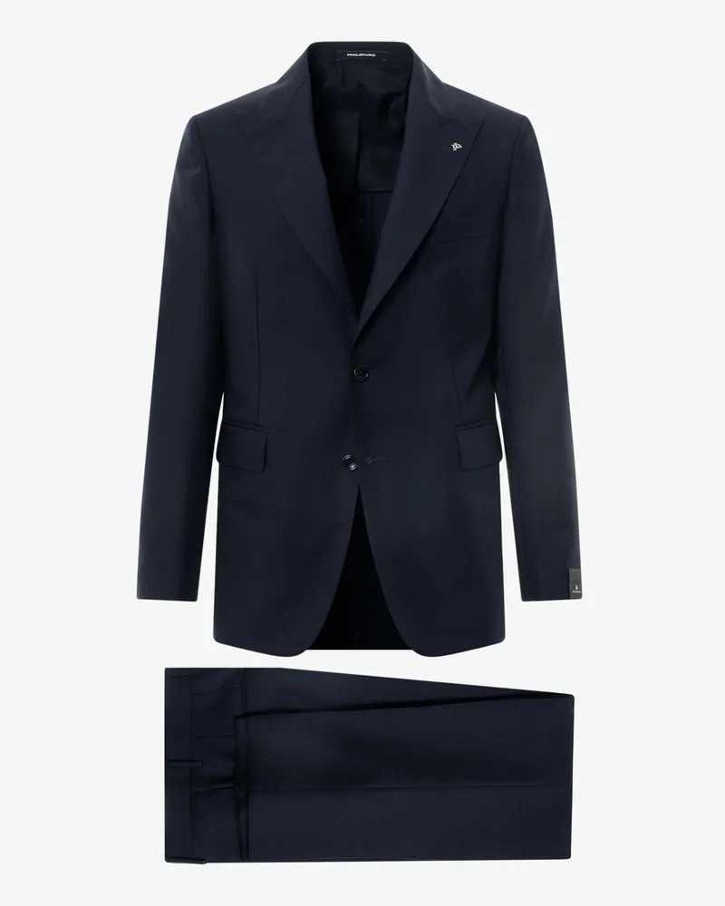 Tagliatore Mohair wool suit with metal monogram -  - gender_Man Blue