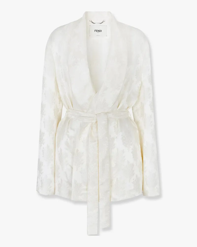 Fendi Jacquard silk blazer with floral motif -  - gender_Woman White