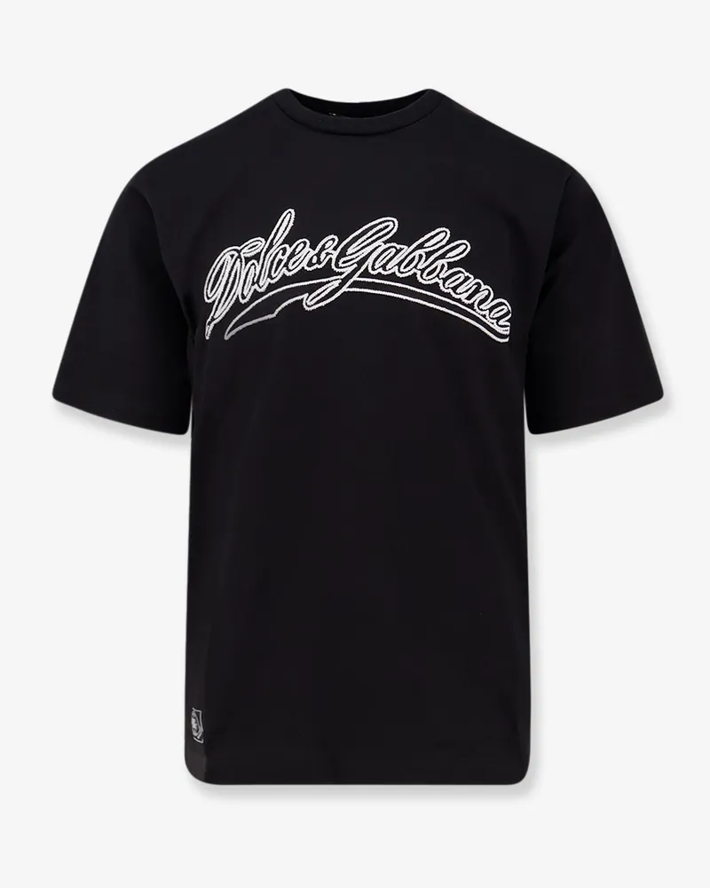 Dolce & Gabbana Cotton T-shirt with embossed logo embroidery -  - gender_Man Black