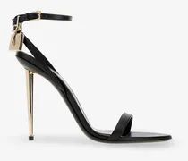 Leather sandals with metal Padlock detail - - gender_Woman