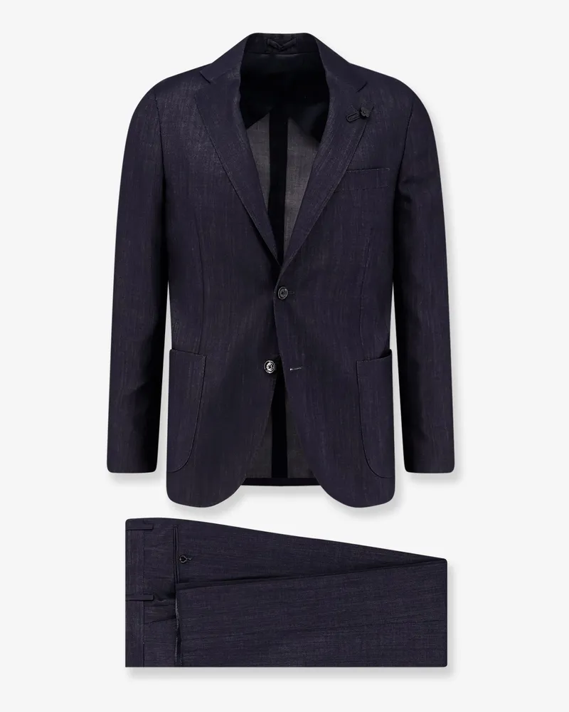 LARDINI Iconic single-breasted wool and cupro suit -  - gender_Man Blue