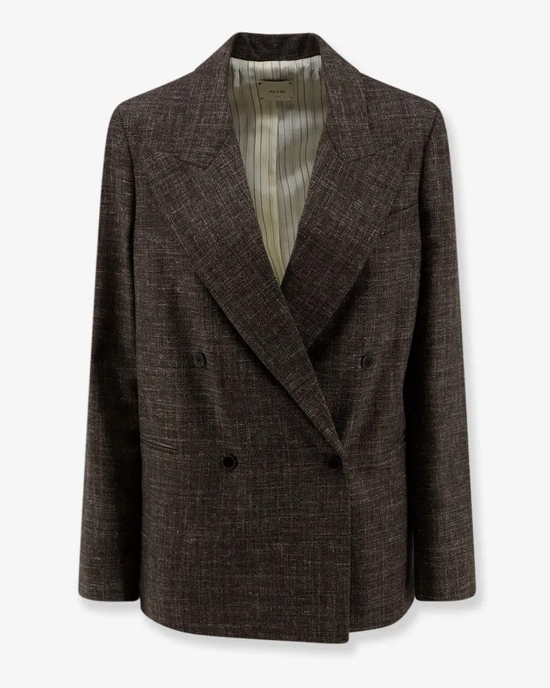 ALYSI Double-breasted wool and linen blend blazer -  - gender_Woman Brown