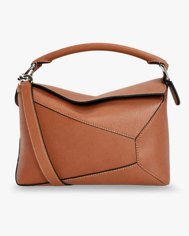 Loewe Puzzle Edge leather handbag with engraved Anagram logo -  - gender_Woman Brown