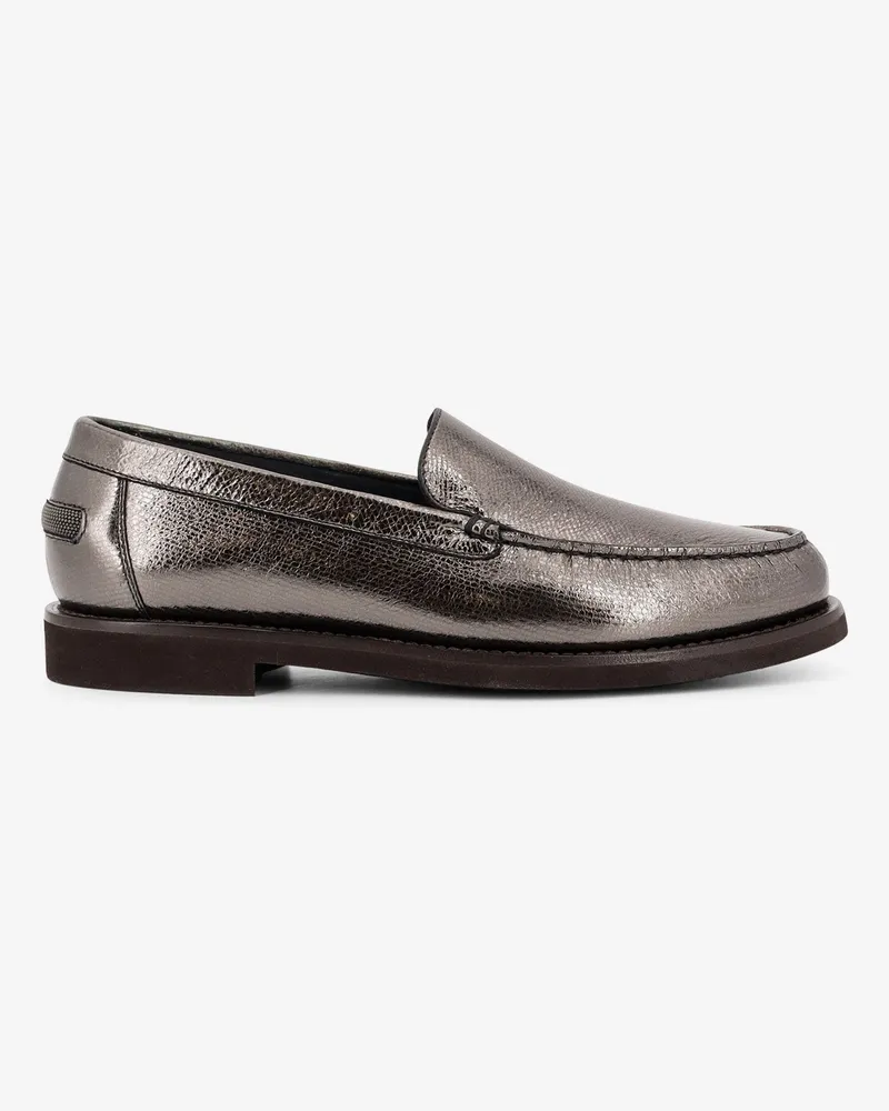 Brunello Cucinelli Penny laminated leather loafer -  - gender_Woman Silver
