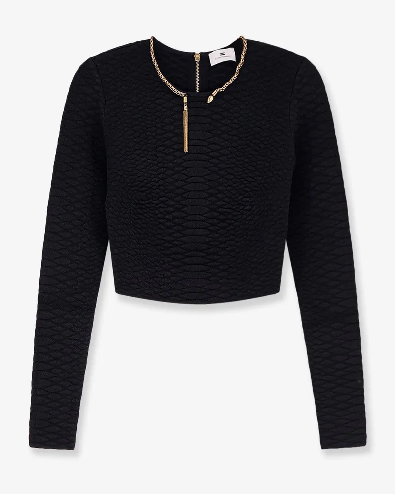 Elisabetta Franchi Tricot Sweater with snake metal choker -  - gender_Woman Black