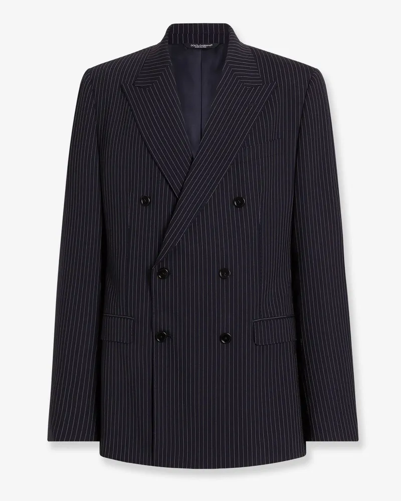 Dolce & Gabbana Martini Light double-breasted pinstriped wool blazer -  - gender_Man Blue
