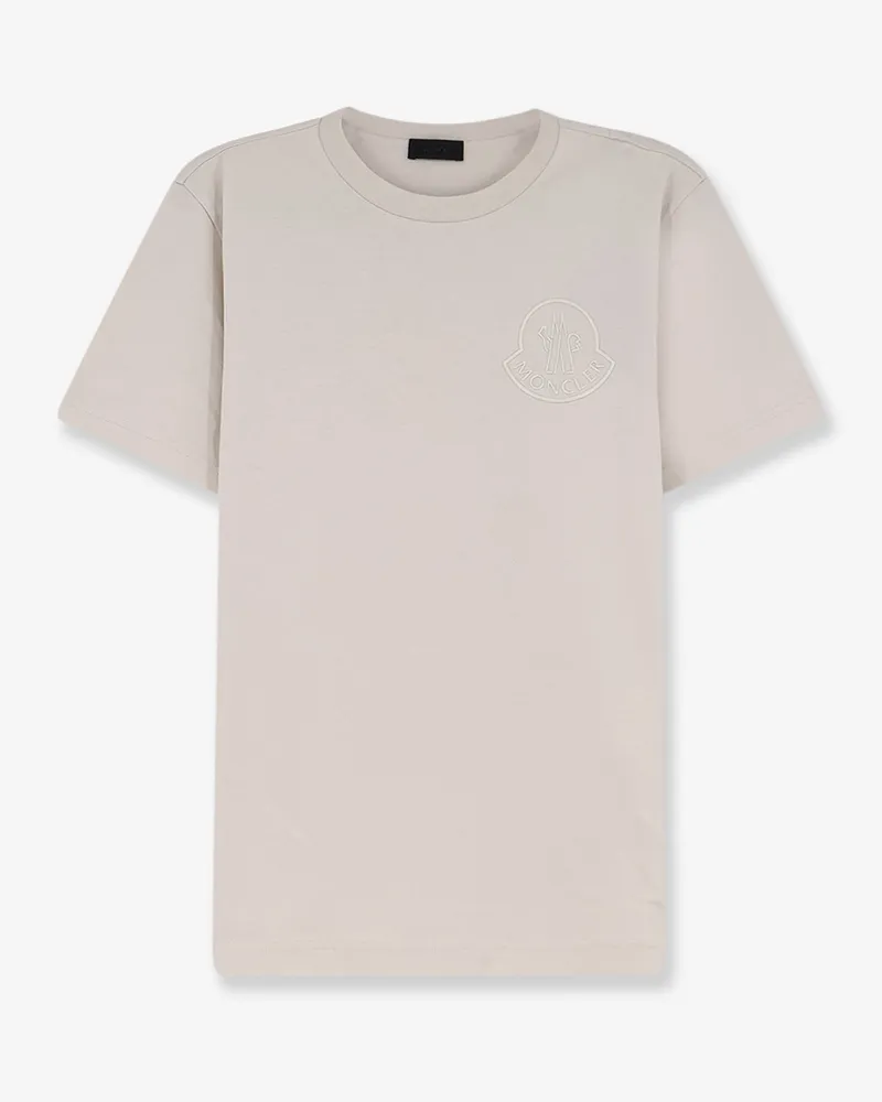 Moncler Cotton T-shirt with front logo patch -  - gender_Man Beige