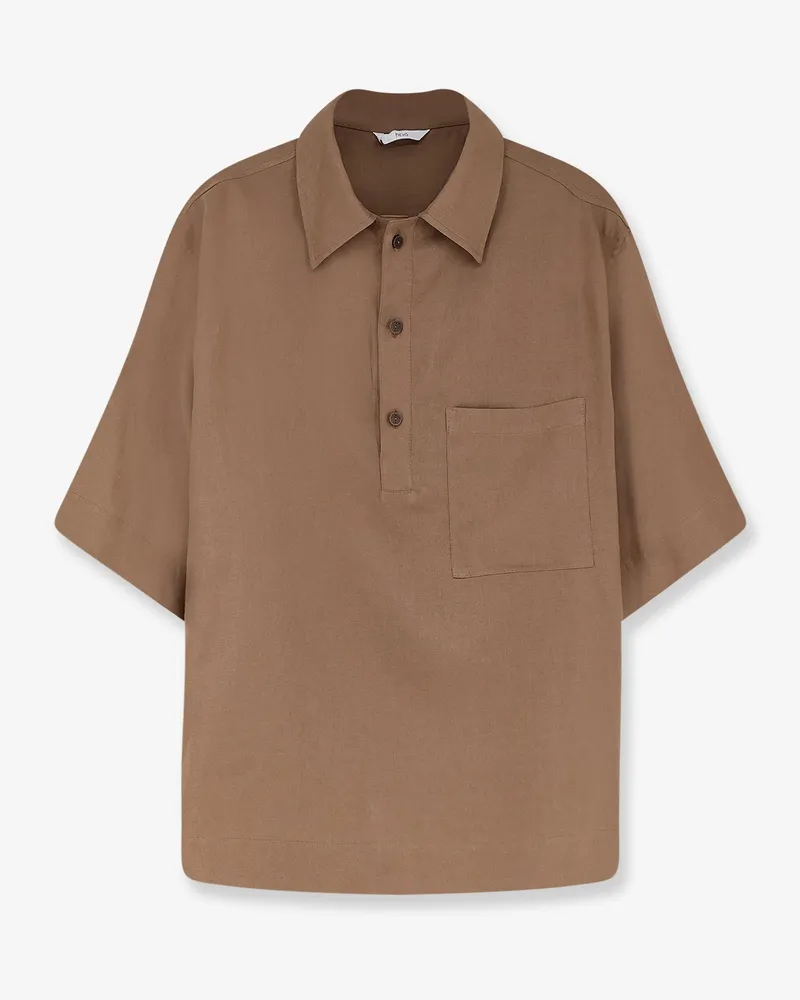 Hevò Montursi linen and viscose shirt -  - gender_Man Brown