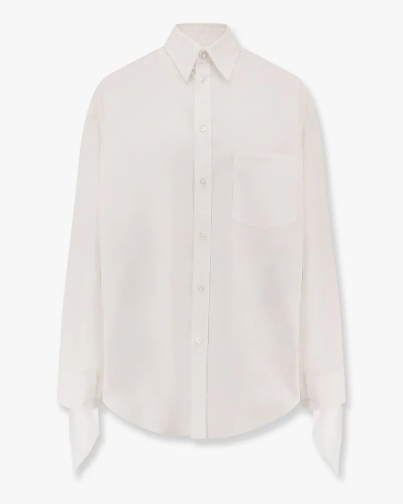 Balenciaga Oversize cotton shirt with knotted details -  - gender_Woman Bianco
