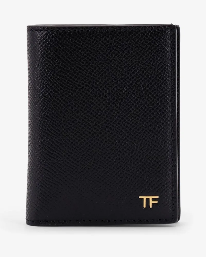 Tom Ford Leather card holder with logo -  - gender_Man Black
