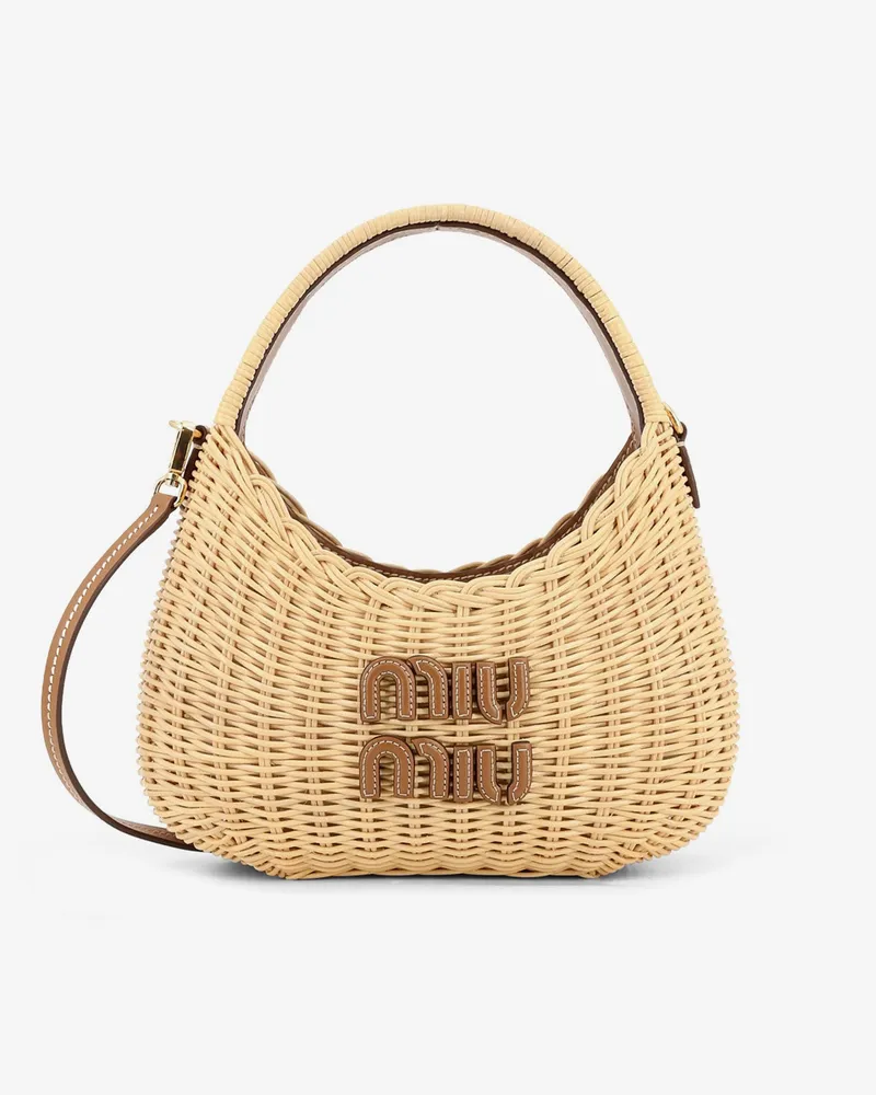 Miu Miu Wander Raffia Handbag -  - gender_Woman Beige