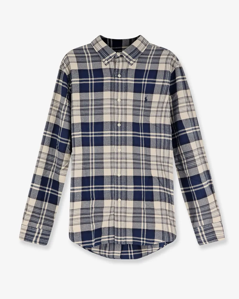 Ralph Lauren Classic Fit flannel cotton shirt -  - gender_Man Blue