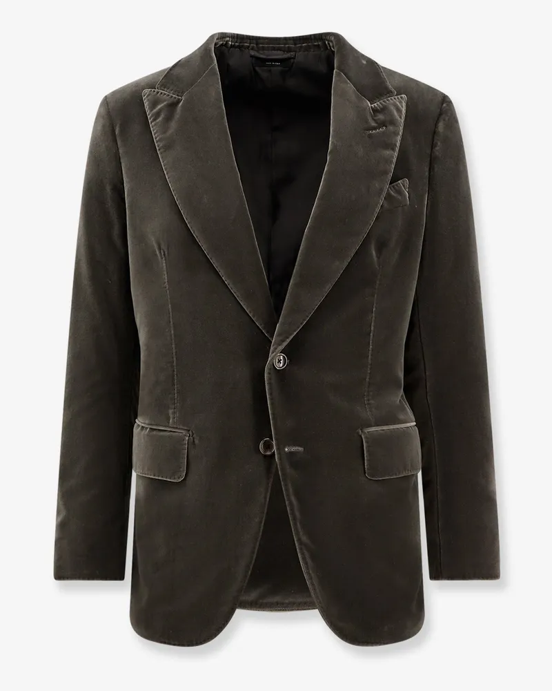 Tom Ford Single-breasted velvet blazer -  - gender_Man Grey