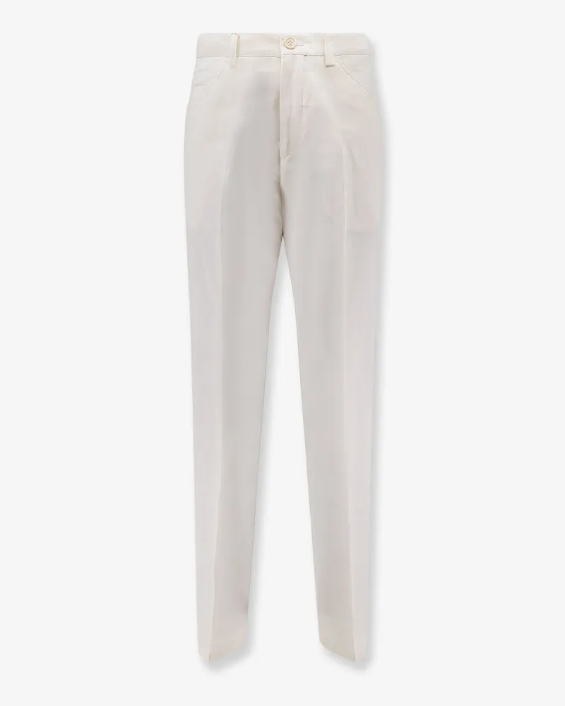 Brunello Cucinelli Cotton and linen trousers -  - gender_Man White