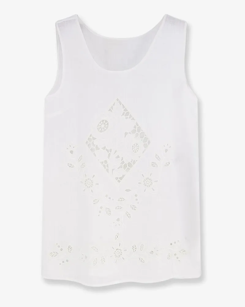 Dolce & Gabbana Linen top with floral embroideries -  - gender_Woman White