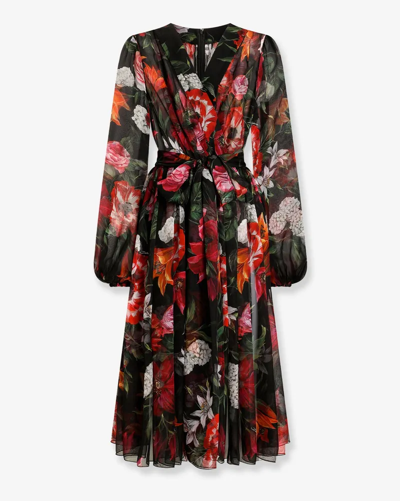 Dolce & Gabbana Chiffon dress with floral print -  - gender_Woman Black