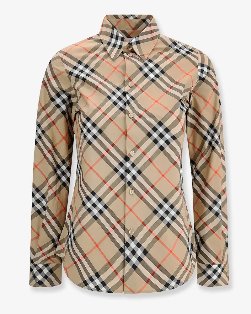 Burberry Cotton shirt with  Check motif - BURBERRY - gender_Woman Beige