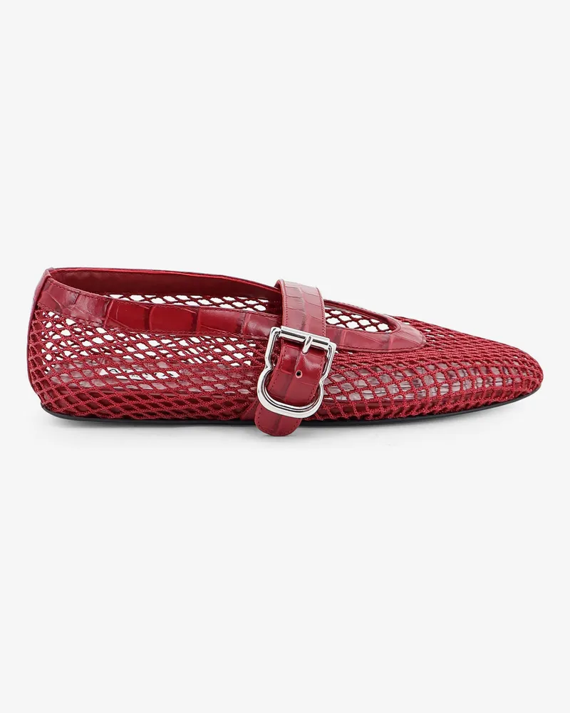 Alaïa Flat leather ballerinas with crocodile effect -  - gender_Woman Red