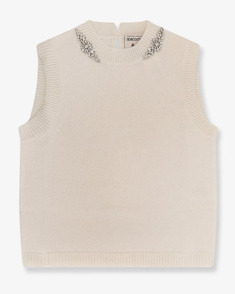 Semicouture Wool and cashmere vest -  - gender_Woman Bianco