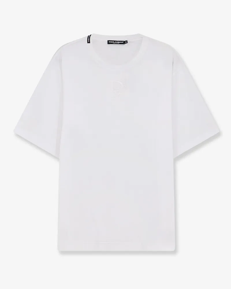Dolce & Gabbana Cotton T-shirt with embroidered logo on the front -  - gender_Man White