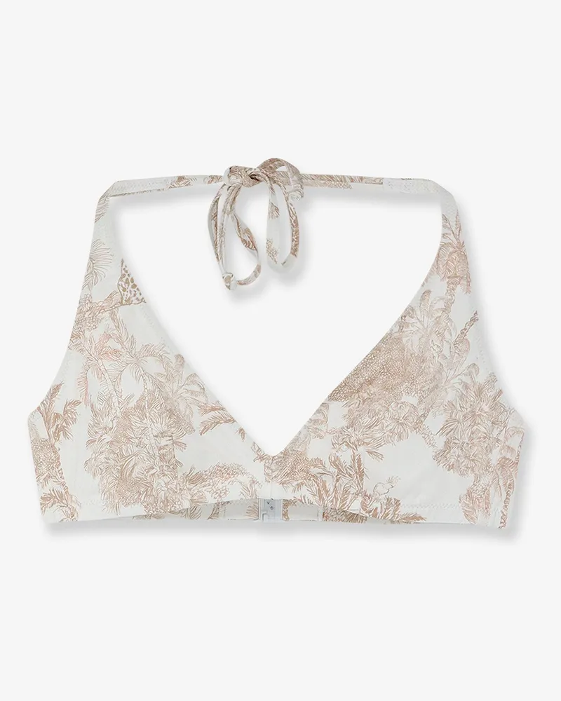 MC2 Saint Barth Gaia Bikini Top with Jungle Oceania print -  - gender_Woman Beige
