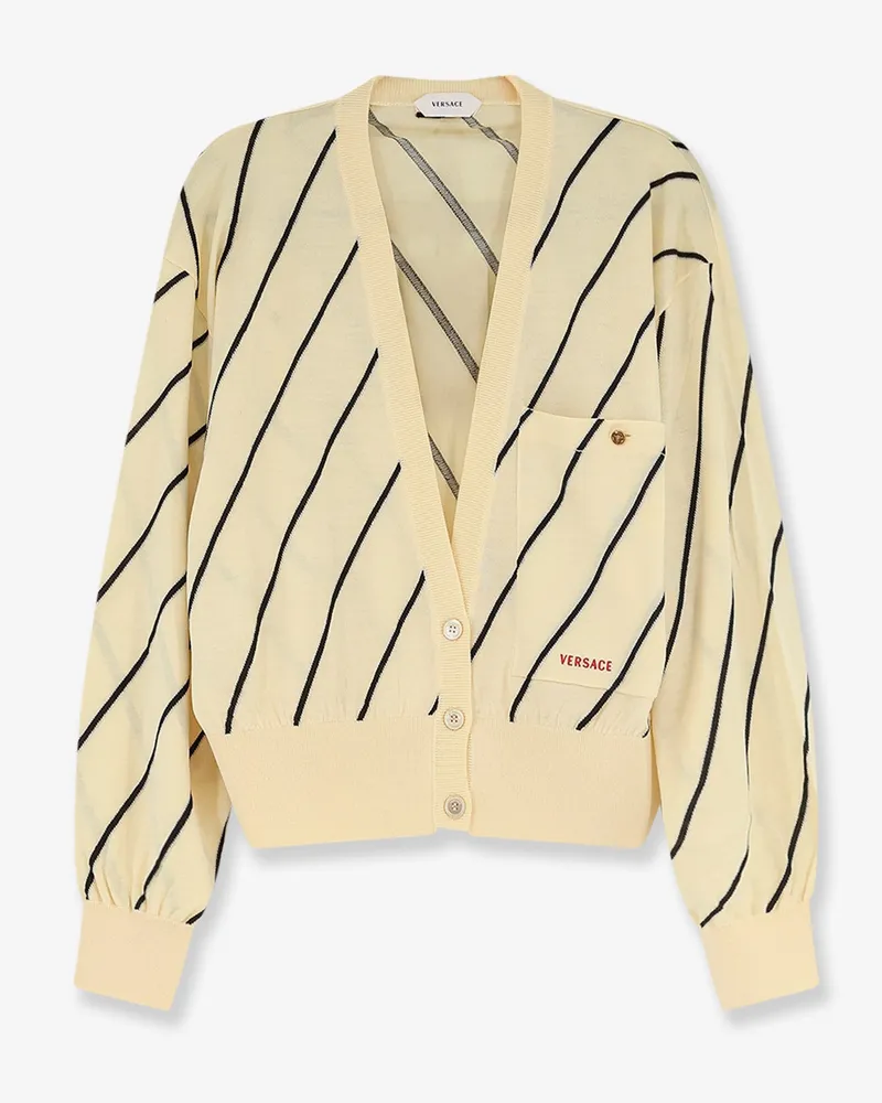 Versace Wool blend cardigan with striped detail -  - gender_Woman Yellow