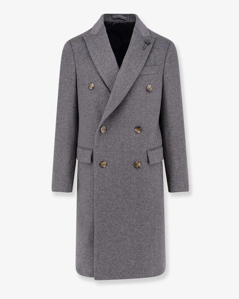 LARDINI Pure virgin wool coat with peak lapel -  - gender_Man Grey