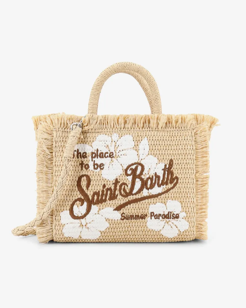 MC2 Saint Barth Vanity shoulder bag in raffia with embroidered logo on the front -  - gender_Woman Beige