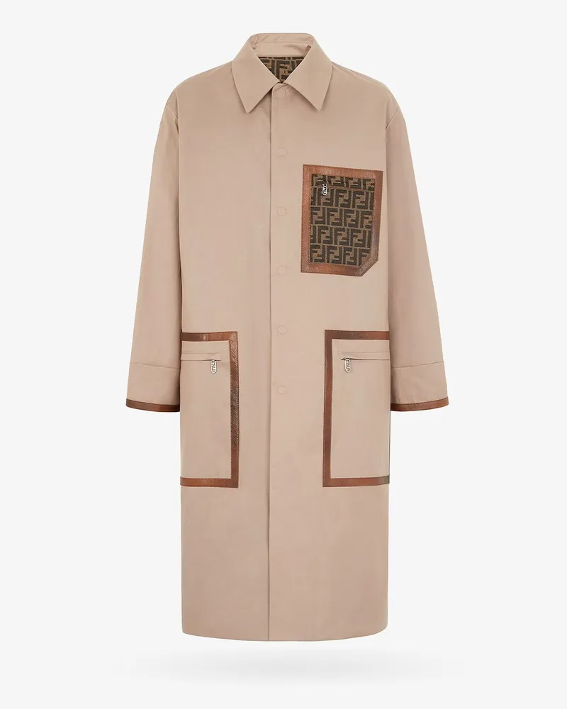 Fendi Cotton trench with leather profiles -  - gender_Man Beige