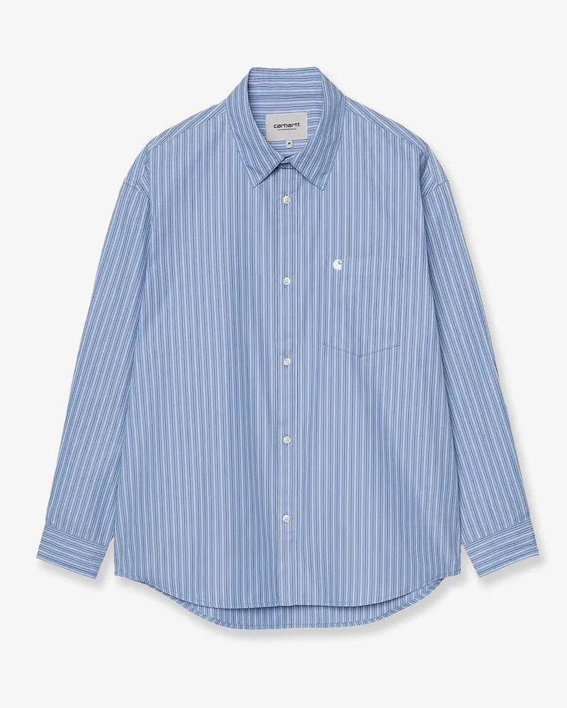 Carhartt WIP Keene Striped Cotton Shirt L/S -  - gender_Man Blue