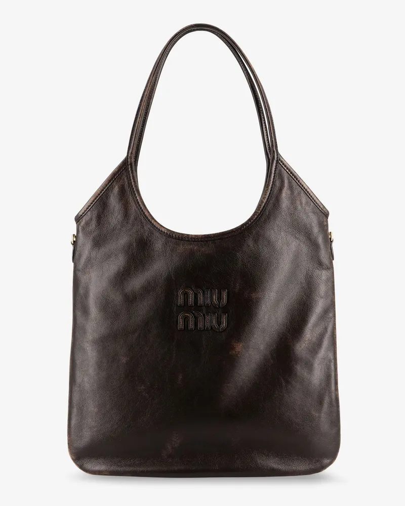 Miu Miu Ivy Leather Shoulder Bag -  - gender_Woman Brown