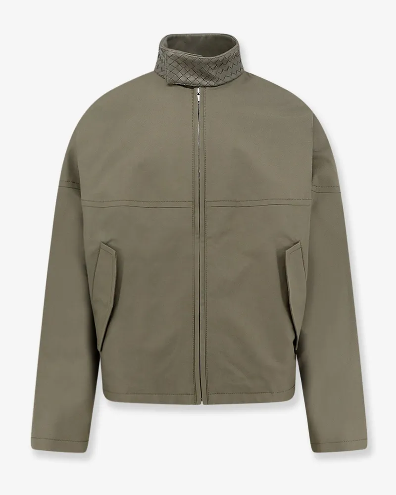 Bottega Veneta Cotton jacket with Intrecciato leather detail -  - gender_Man Green