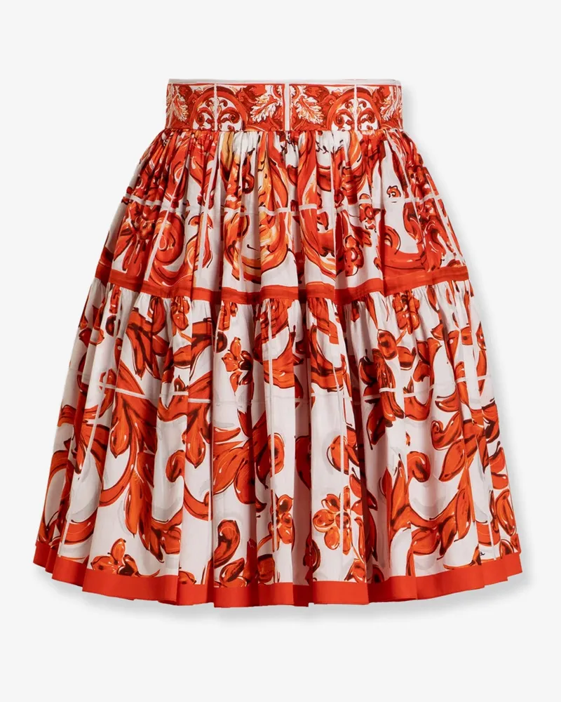 Dolce & Gabbana Cotton skirt with Maiolica print -  - gender_Woman Orange