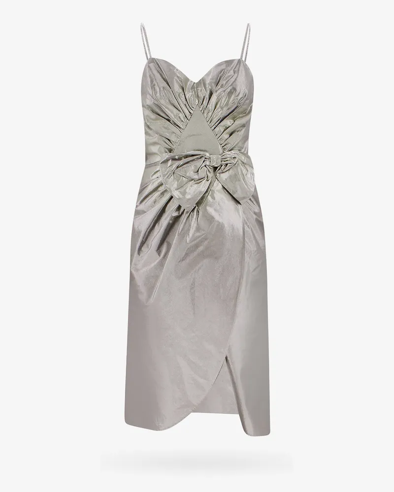 Maison Margiela Laminted cotton dress with frontal bow -  - gender_Woman Silver