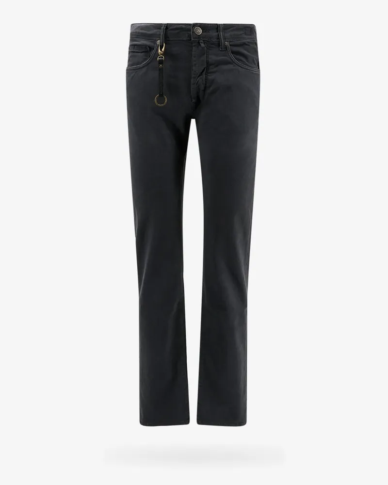 Incotex Stretch cotton trouser with back suede logo patch -  - gender_Man Blue