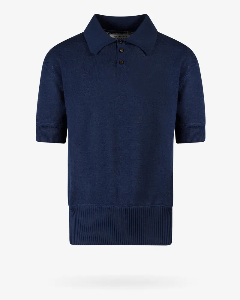 Maison Margiela Wool blend polo shirt with iconic back stitching -  - gender_Man Blue