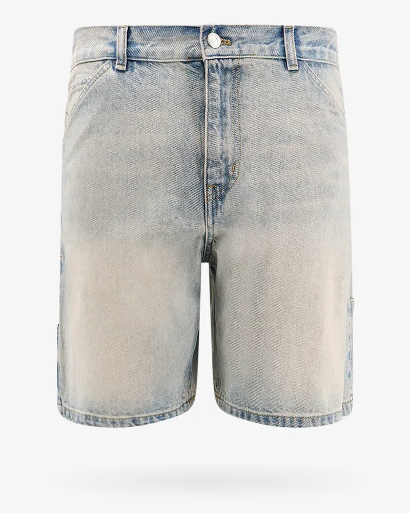 Courrèges Denim bermuda shorts with embroidered logo -  - gender_Man Blue