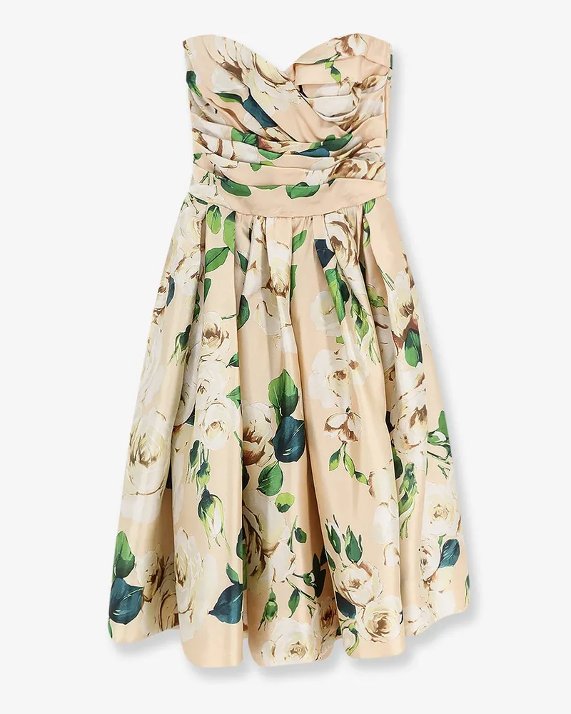 Dolce & Gabbana Silk dress with floral print -  - gender_Woman Beige