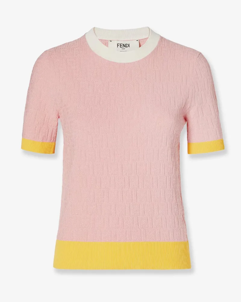 Fendi Cotton and silk sweater with all-over FF motif -  - gender_Woman Pink