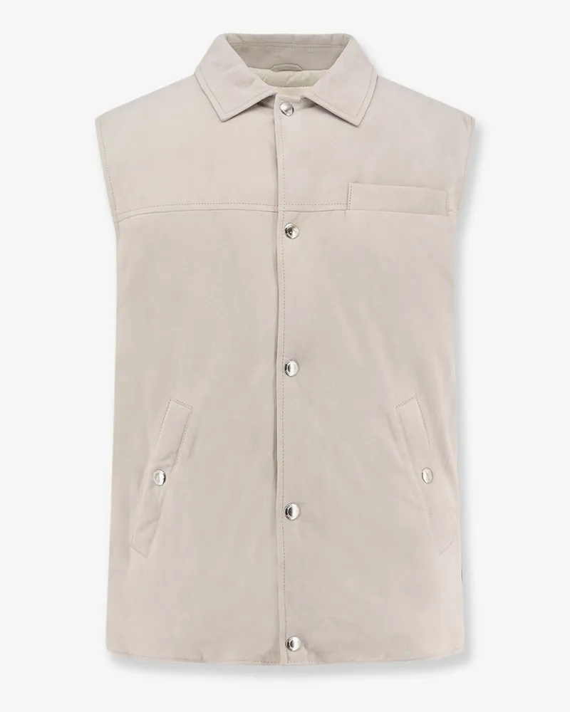 Brunello Cucinelli Suede sleeveless jacket with padding -  - gender_Man Suede