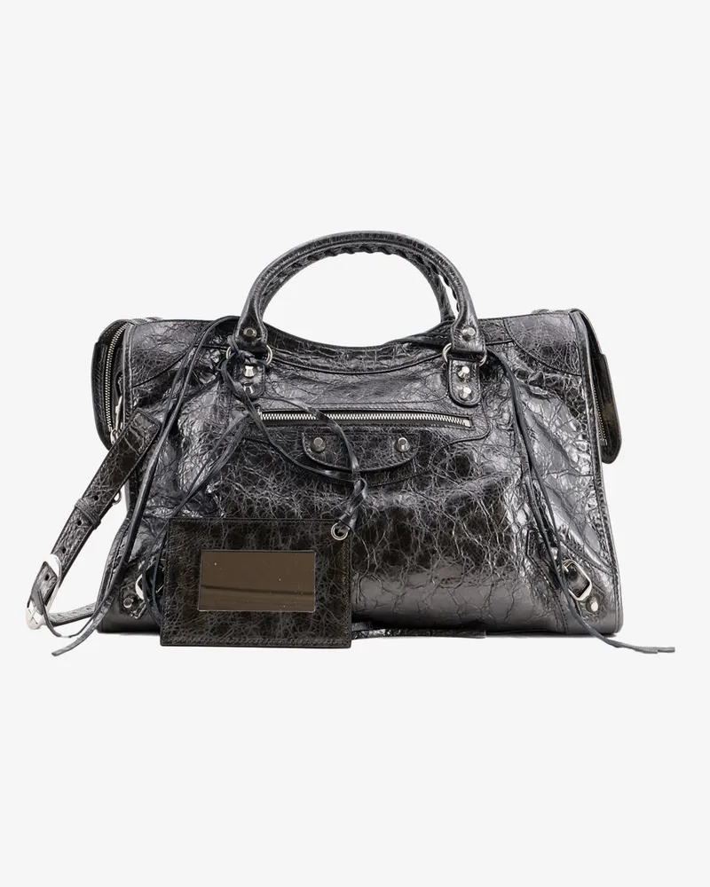 Balenciaga Le City Medium Metallic Leather Handbag -  - gender_Woman Grey