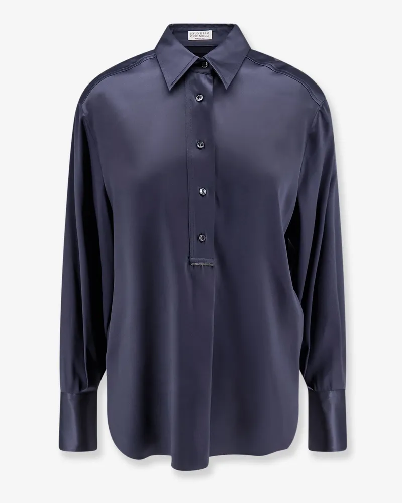 Brunello Cucinelli Silk shirt with Monili detail -  - gender_Woman Blue