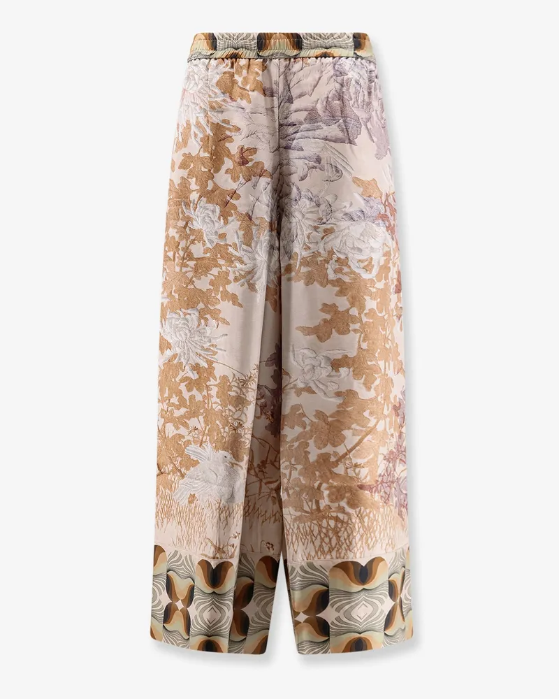 Pierre-Louis Mascia Silk trouser with all-over prints -  - gender_Woman Beige