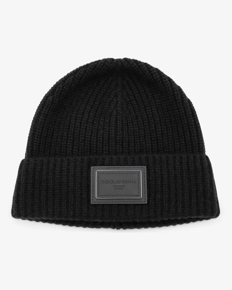 Dolce & Gabbana Ribbed cashmere hat -  - gender_Man Black