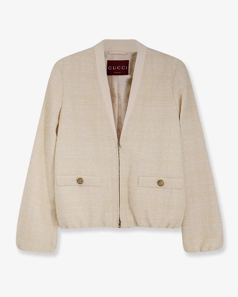 Gucci Checked cotton tweed jacket -  - gender_Woman Beige