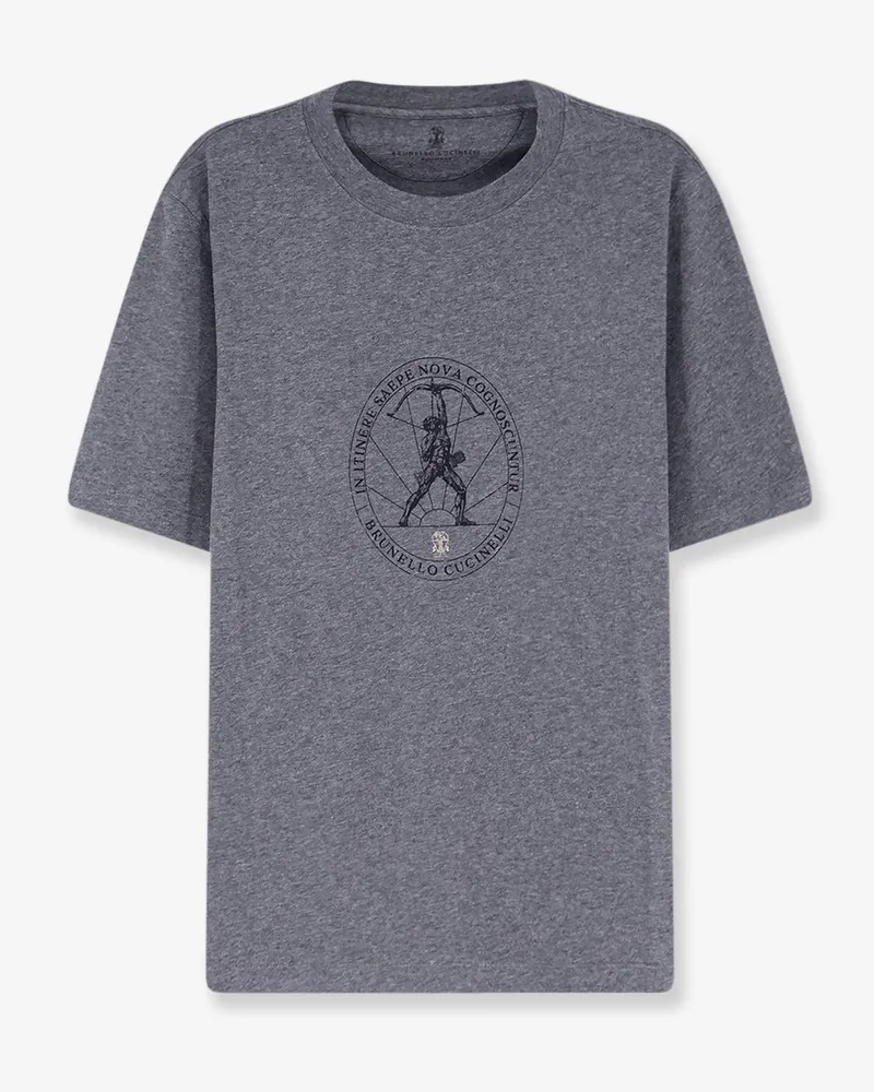 Brunello Cucinelli Cotton T-shirt with front print -  - gender_Man Grey
