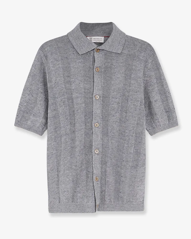 Brunello Cucinelli Linen and cotton blend cardigan -  - gender_Man Grey