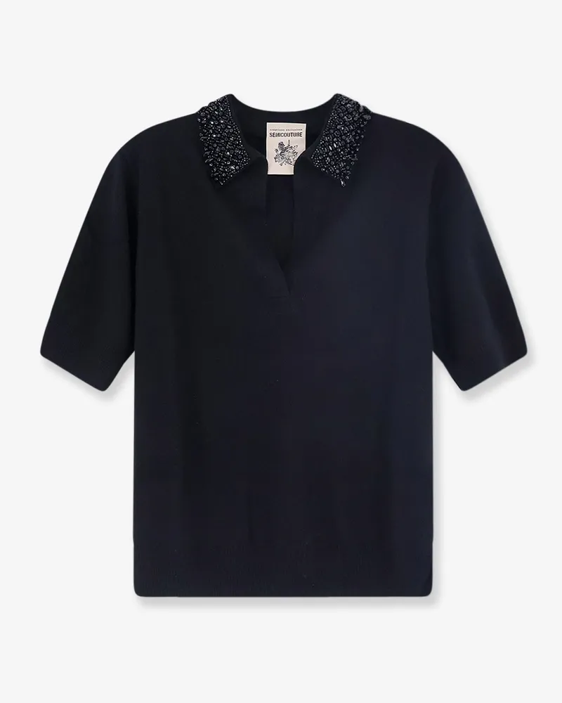 Semicouture Polo virgin wool and cashmere blend shirt -  - gender_Woman Black