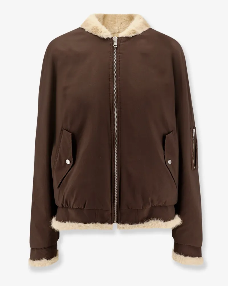 Maison Margiela Reversible nylon and faux shearling bomber jacket -  - gender_Man Brown