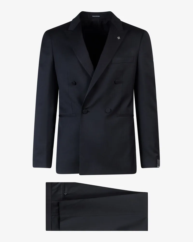 Tagliatore Virgin wool double-breasted tuxedo -  - gender_Man Black